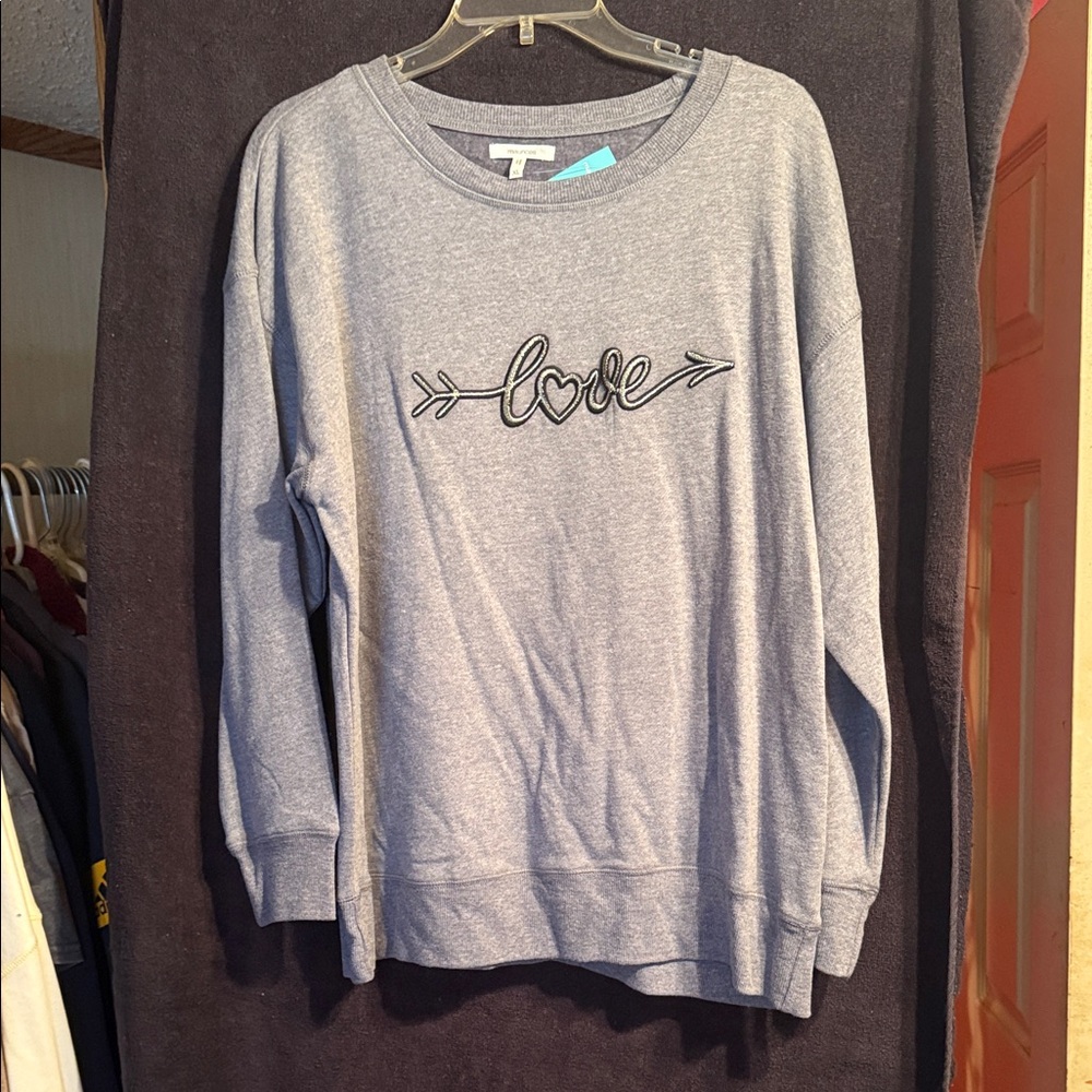 Maurices Gray 'Love' Embroidered Sweater